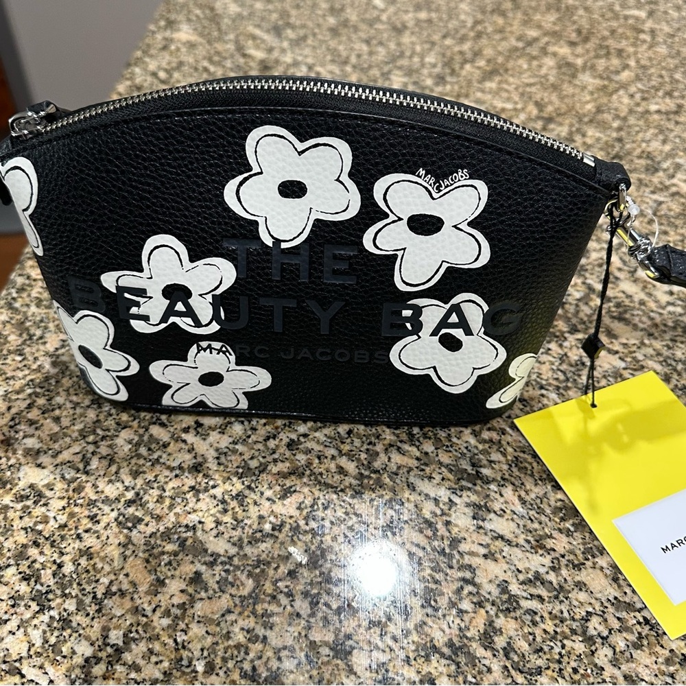Marc Jacobs Black and White Floral Beauty Bag